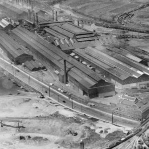 Main steel works in Rotherham from above